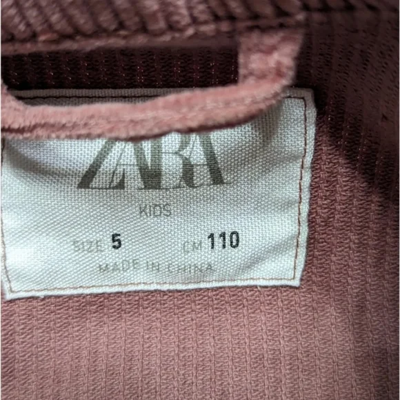 ZARA KIDS Dusty Pink Corduroy Jacket Size 5